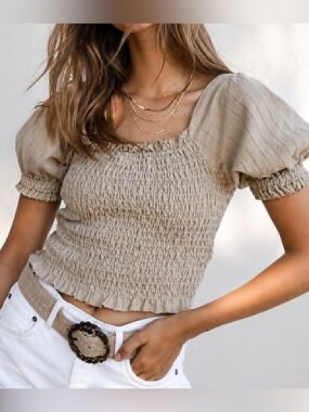 We The Free Suki Smocked Crop Top